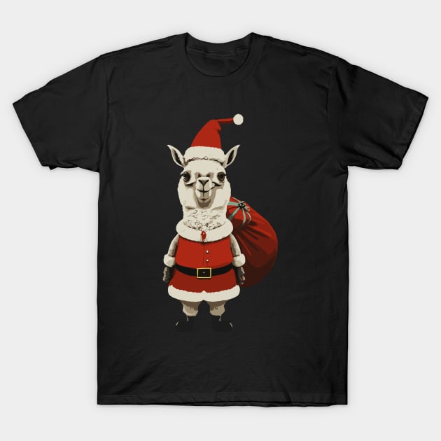 Christmas Funny Cute Llama T-Shirt by Megadorim